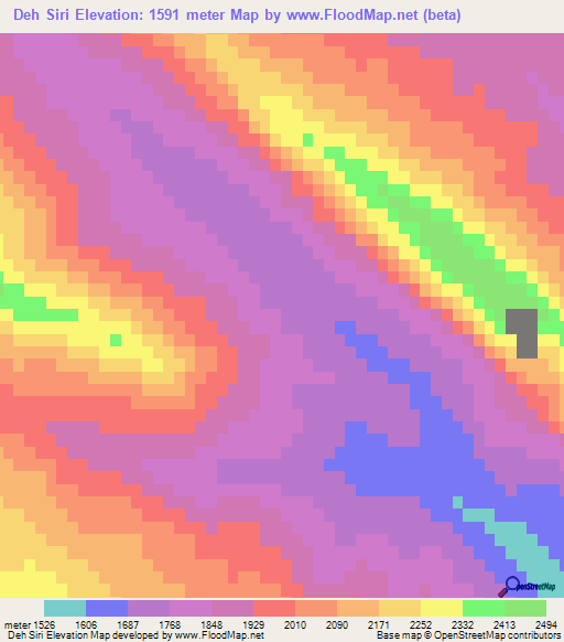 Deh Siri,Iran Elevation Map