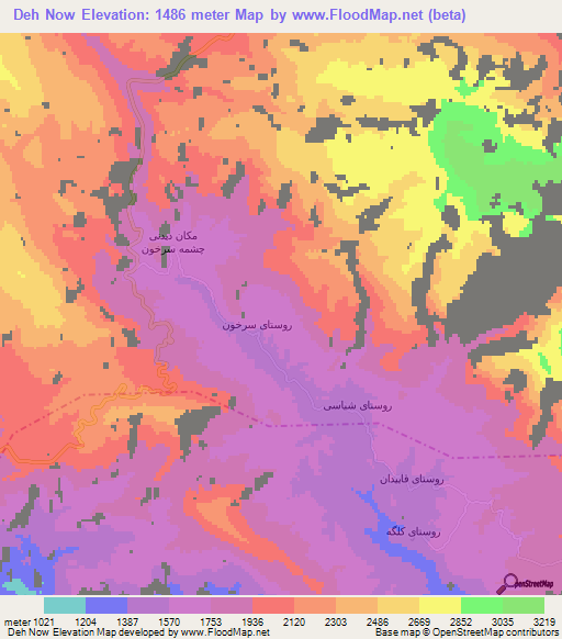 Deh Now,Iran Elevation Map