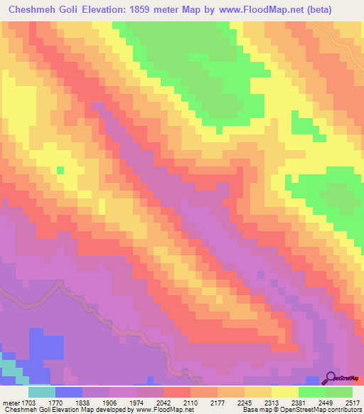 Cheshmeh Goli,Iran Elevation Map