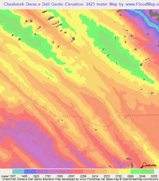 Cheshmeh Deraz-e Deli Gerdu,Iran Elevation Map