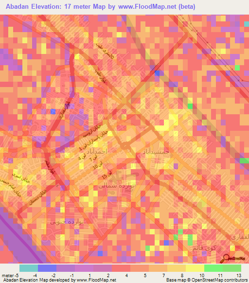 Abadan,Iran Elevation Map