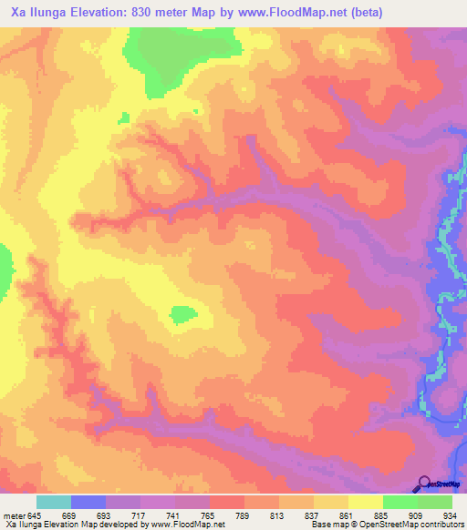 Xa Ilunga,Angola Elevation Map