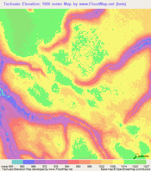 Techuato,Angola Elevation Map