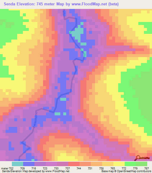 Senda,Angola Elevation Map