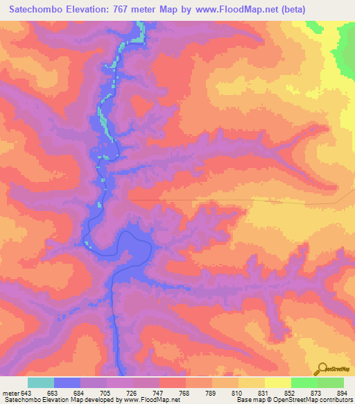 Satechombo,Angola Elevation Map