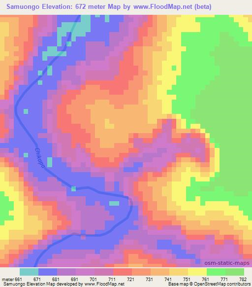 Samuongo,Angola Elevation Map