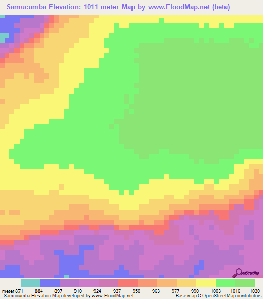 Samucumba,Angola Elevation Map