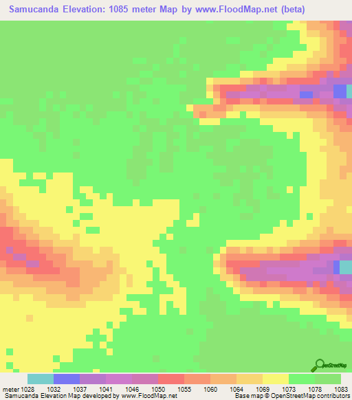 Samucanda,Angola Elevation Map