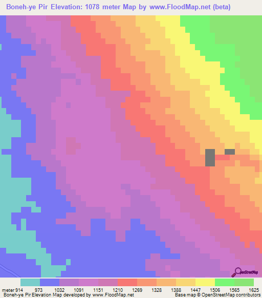 Boneh-ye Pir,Iran Elevation Map