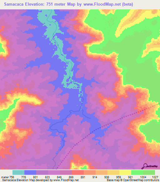 Samacaca,Angola Elevation Map