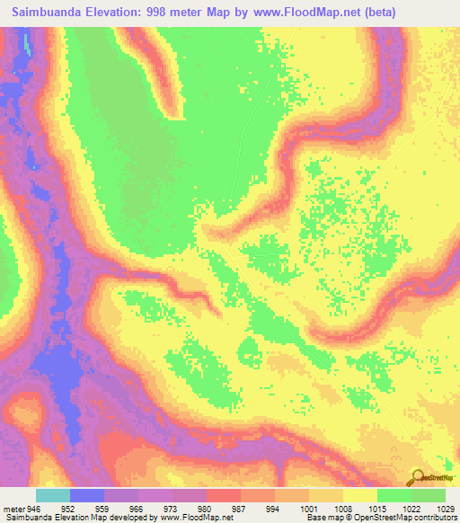 Saimbuanda,Angola Elevation Map