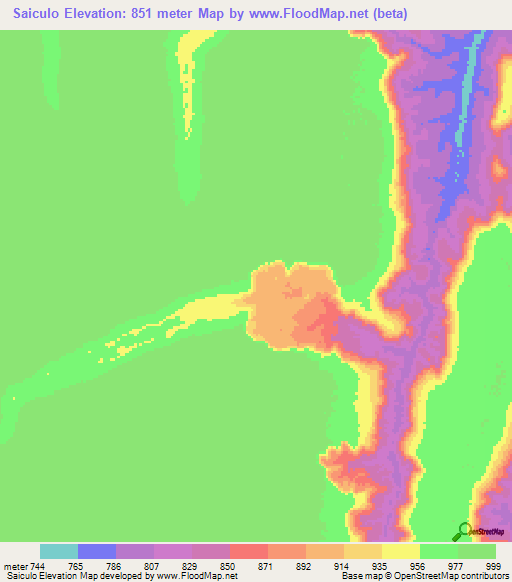 Saiculo,Angola Elevation Map