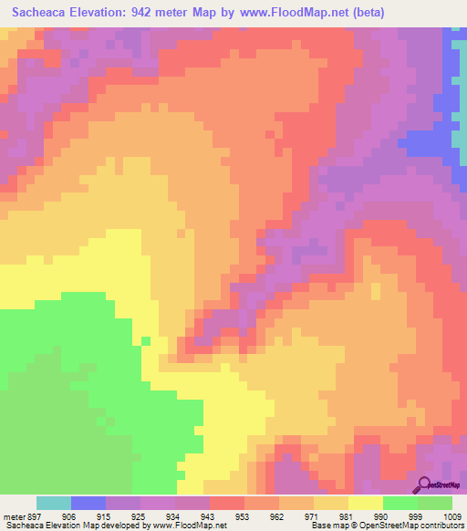 Sacheaca,Angola Elevation Map