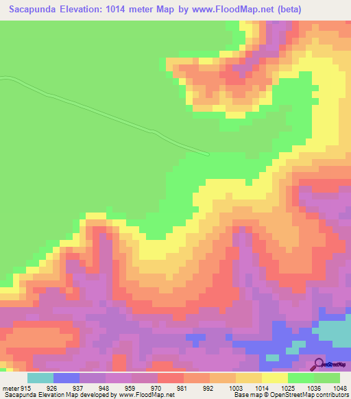 Sacapunda,Angola Elevation Map