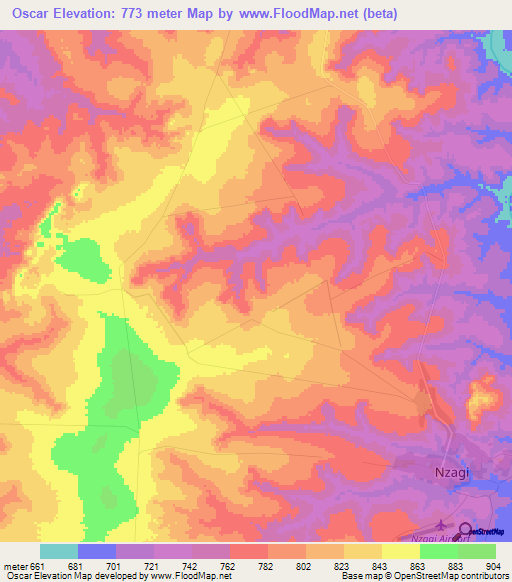 Oscar,Angola Elevation Map