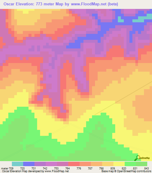 Oscar,Angola Elevation Map