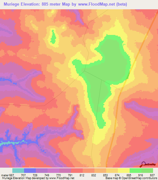 Muriege,Angola Elevation Map