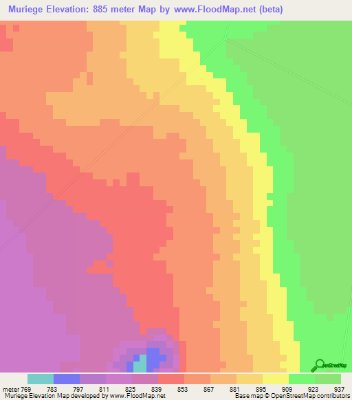 Muriege,Angola Elevation Map