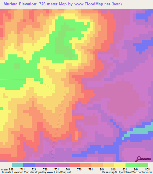 Muriata,Angola Elevation Map