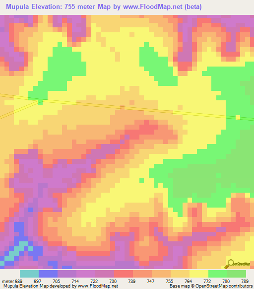 Mupula,Angola Elevation Map