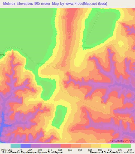 Muinda,Angola Elevation Map