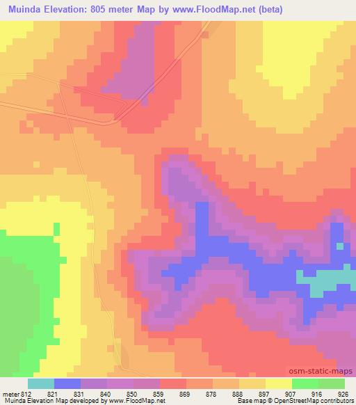 Muinda,Angola Elevation Map
