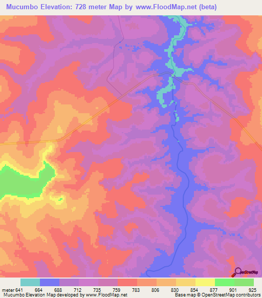 Mucumbo,Angola Elevation Map