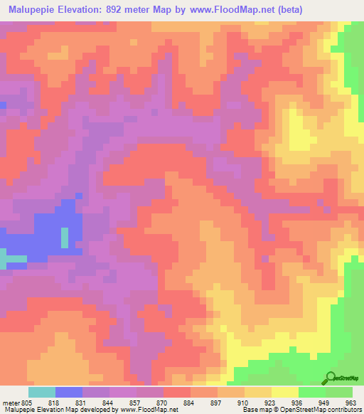Malupepie,Angola Elevation Map