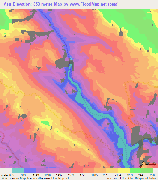 Asu,Iran Elevation Map