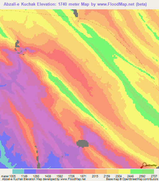 Abzali-e Kuchak,Iran Elevation Map