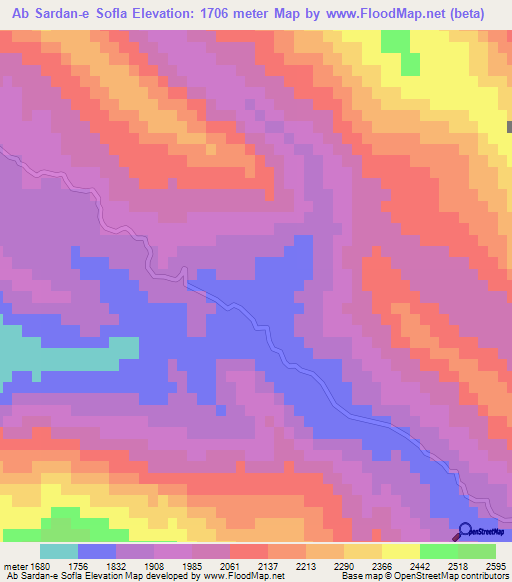 Ab Sardan-e Sofla,Iran Elevation Map