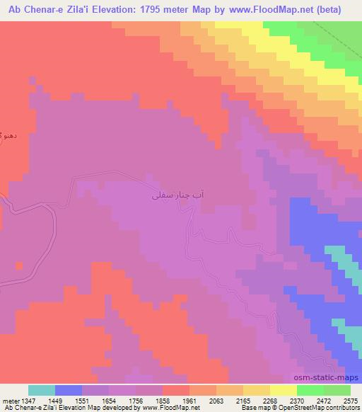 Ab Chenar-e Zila'i,Iran Elevation Map