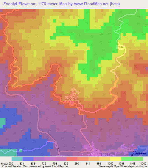 Zoopiyi,Cyprus Elevation Map
