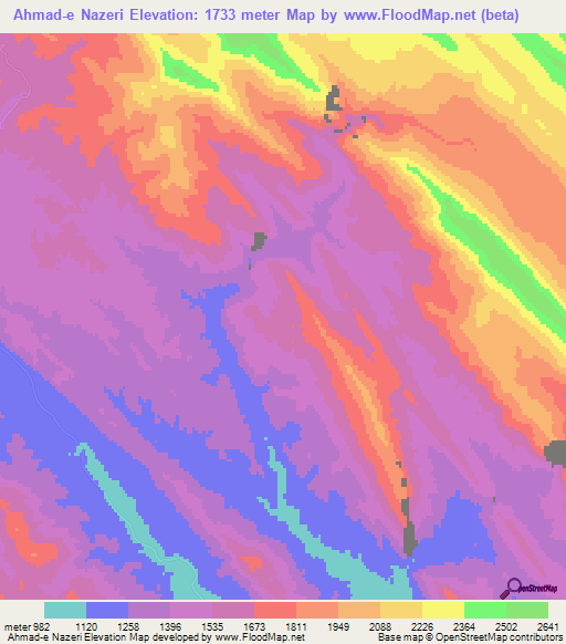 Ahmad-e Nazeri,Iran Elevation Map