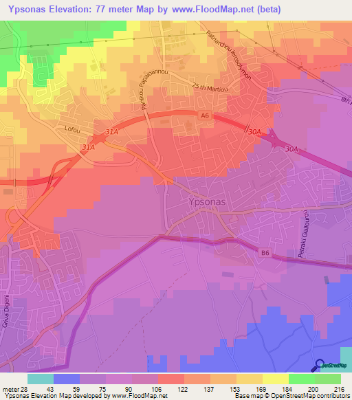 Ypsonas,Cyprus Elevation Map