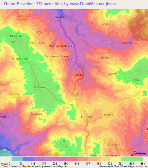 Yiolou,Cyprus Elevation Map