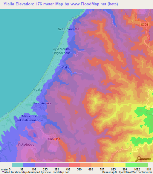 Yialia,Cyprus Elevation Map