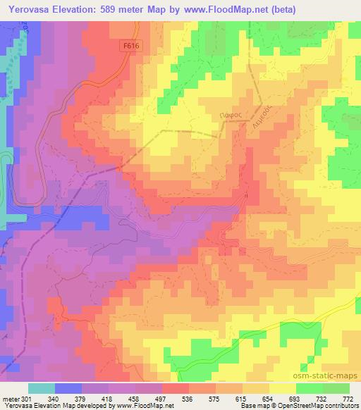 Yerovasa,Cyprus Elevation Map