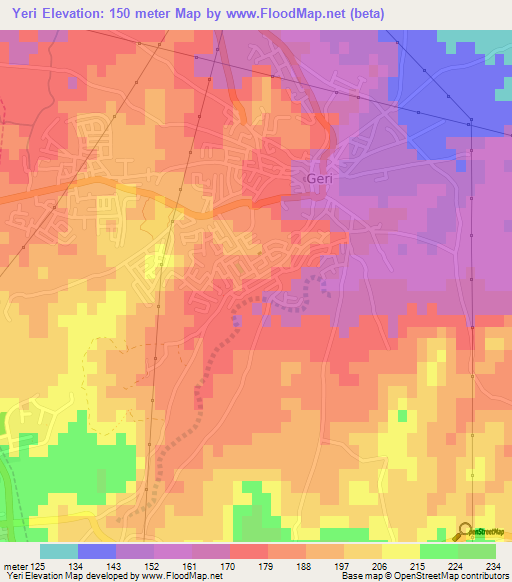 Yeri,Cyprus Elevation Map