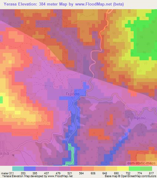 Yerasa,Cyprus Elevation Map