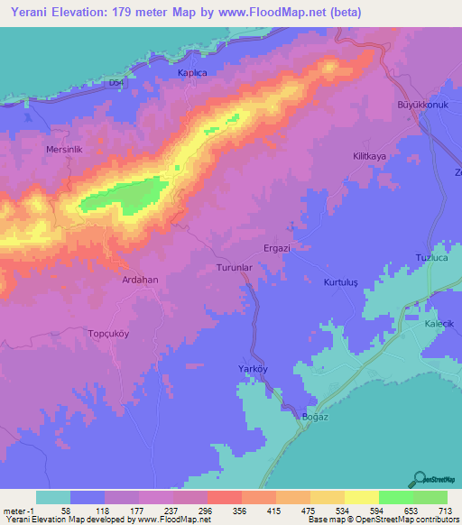 Yerani,Cyprus Elevation Map