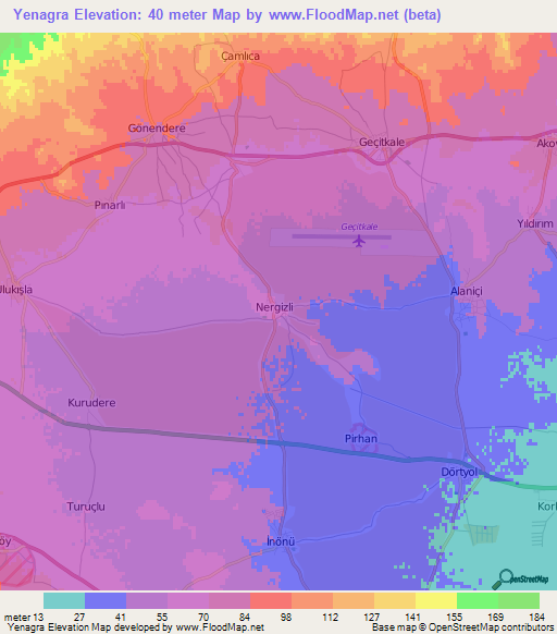 Yenagra,Cyprus Elevation Map