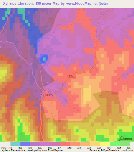 Xyliatos,Cyprus Elevation Map