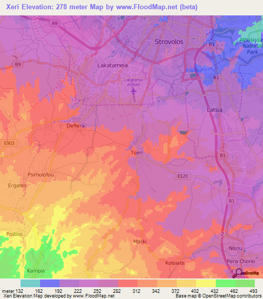 Xeri,Cyprus Elevation Map