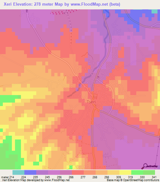 Xeri,Cyprus Elevation Map