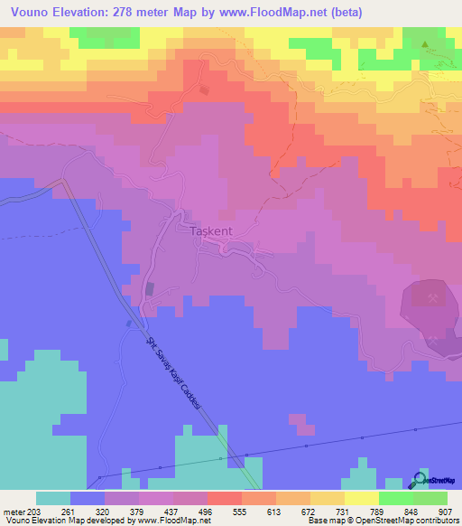 Vouno,Cyprus Elevation Map