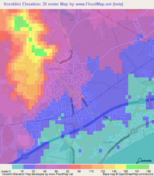 Voroklini,Cyprus Elevation Map