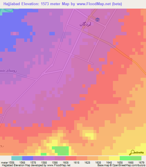 Hajjiabad,Iran Elevation Map