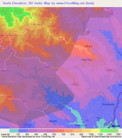 Vavla,Cyprus Elevation Map