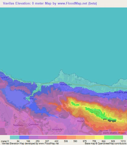 Vavilas,Cyprus Elevation Map